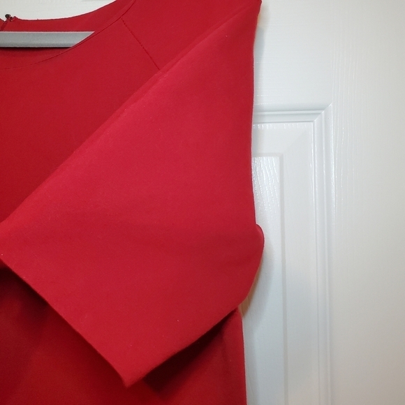 Talbots Scoop Neckline Shift Dress Short Sleeves Business Career Red 10 - Picture 2 of 9